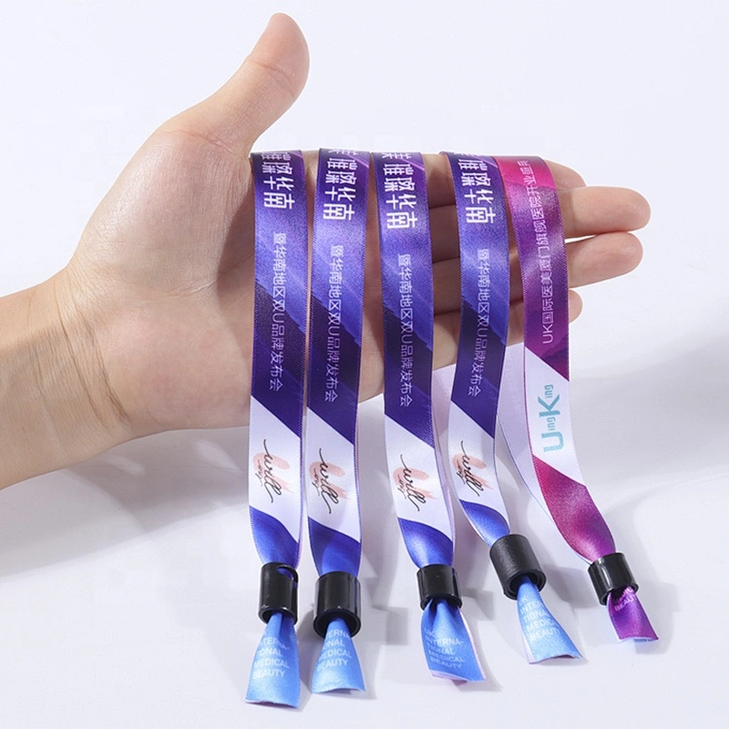 Custom Printed Sublimation Polyester Festival Fabric Wristband for Events Activity