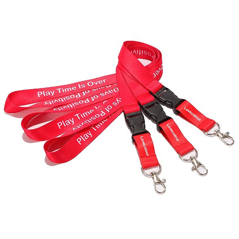 Custom polyester printing logo red color straps lanyard for activity
