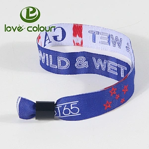 Custom Promotional Fabric Woven Bracelet Adjustable Polyester Wristband Cloth VIP Wrist Band