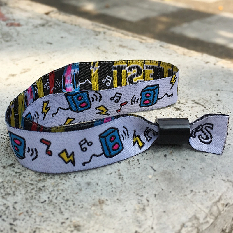 Custom your event logo woven wristband with one off slide lock