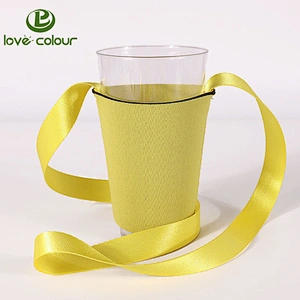 Custom logo lanyard glass holder for party