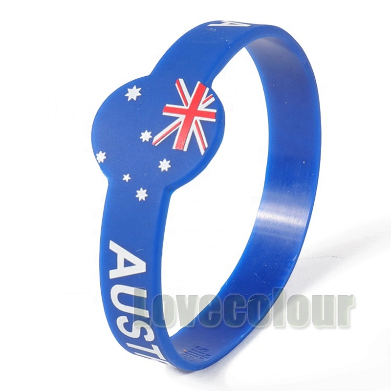 Customized printed country flag silicone wristband / custom logo silicone bracelet