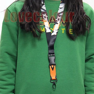 Custom heat transfer sublimation ribbon printed soft polyester lanyard strap and id card
