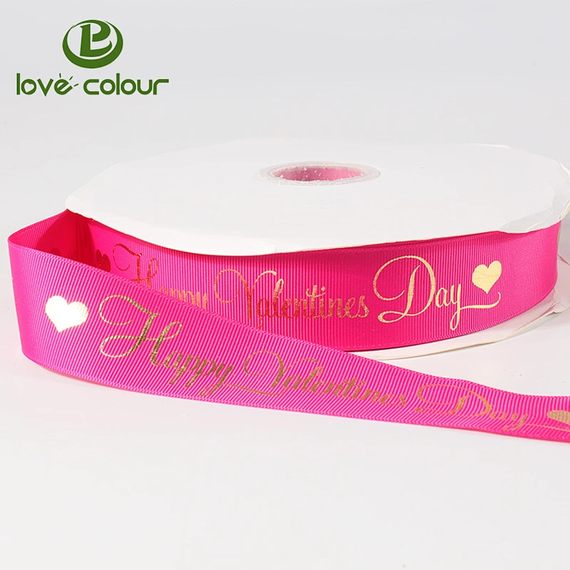 Personalized Logo Custom Polyester Printing Wedding Grosgrain Ribbon