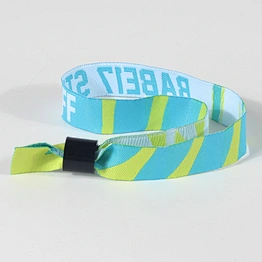 Custom Concert Events Polyester Disposable Woven Wristbands With One Side Lock