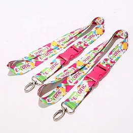 Cheap custom sublimation printing flower lanyard strap with colored buckle