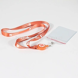 Printed custom logo polyester printing lanyards with plastic pouches