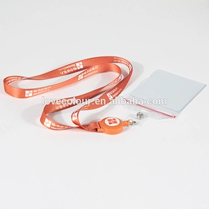 Printed custom logo polyester printing lanyards with plastic pouches