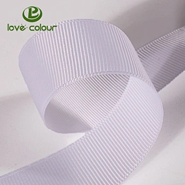 Custom designs printed white polyester grosgrain ribbon