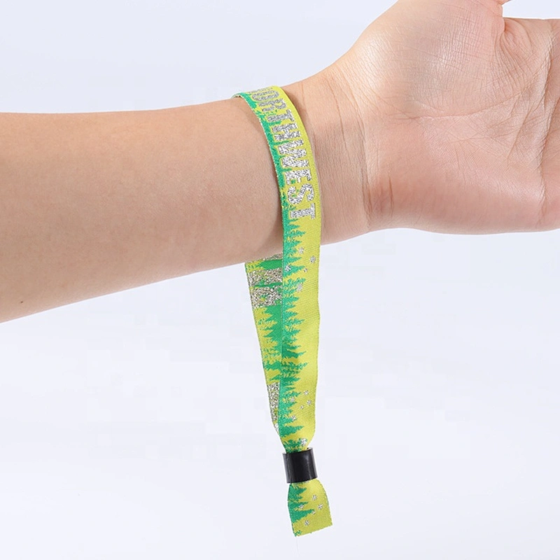 Embroidered wristbands With Plastic Closure Lock Cheap embroidery woven wristband