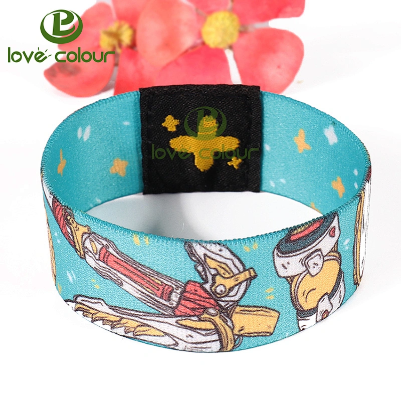 Custom logo polyester elastic bracelet/wristband for festival event