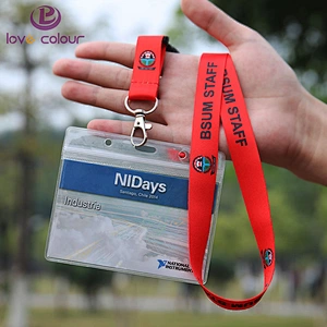 Polyester custom lanyard strap with plastic id holder