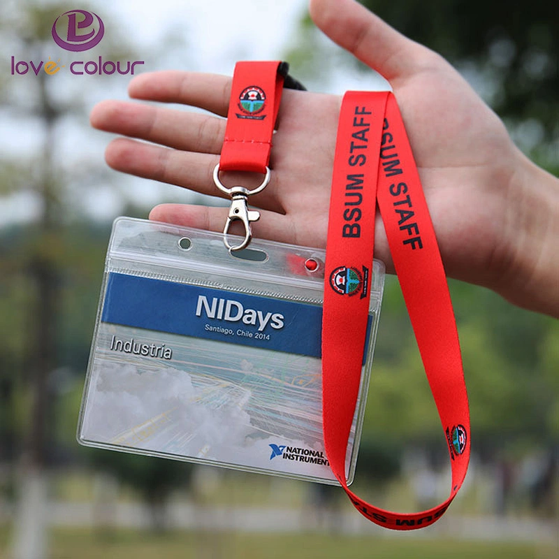 Polyester custom lanyard strap with plastic id holder