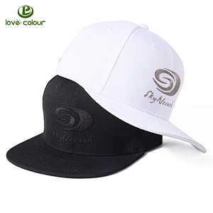 6 Panel Black Embroidered Custom Snapback Cap