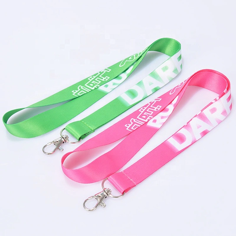 Cheap custom sublimation printing flower lanyard strap with colored buckle