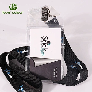 Custom PVC Vertical Design ID Card Badge Holder With Neck Rope Strap