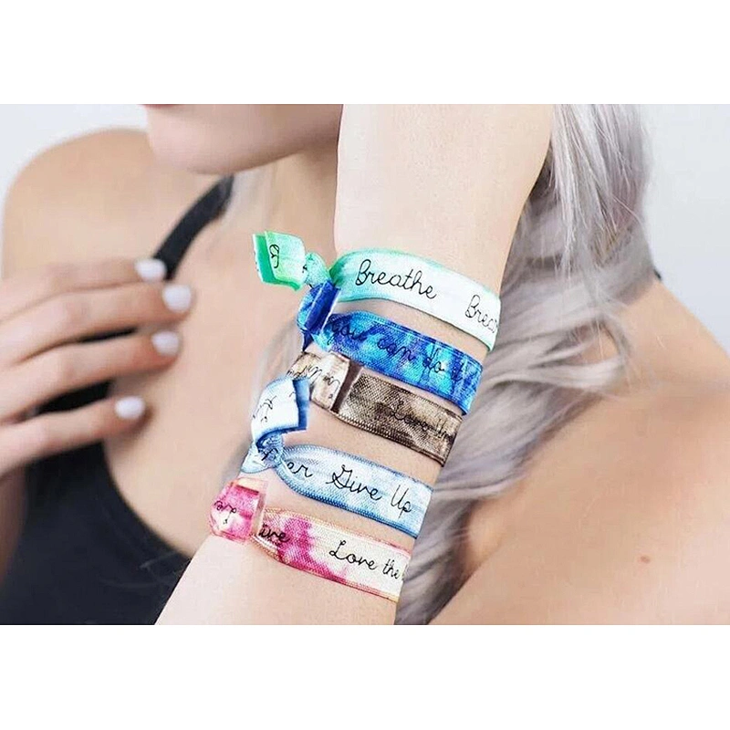 Wholesale Colorful Knotted Ribbon Elastic Hair Tie Hairband Holder Bracelet