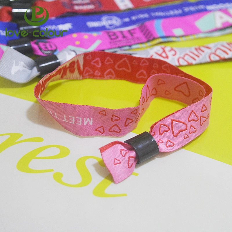 Custom polyester woven wristbands with smart lock for outdoor music events