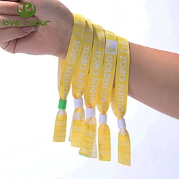 Custom one time use colorful polyester cloth thin wristband