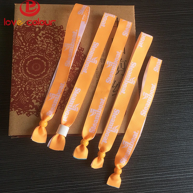 Custom polyester advertising promotional gift adjustable fastener wristband