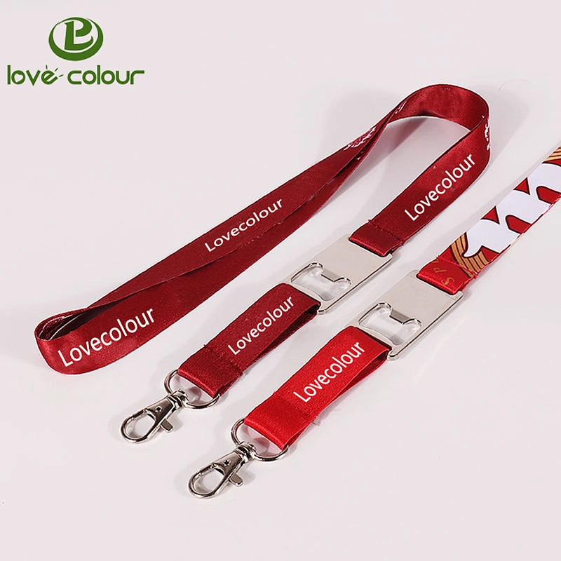 New arrivals factory custom advertising red lanyard with bottle opener