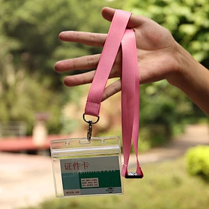 Custom plastic soft card holder lanyard with safety buckle for trade show