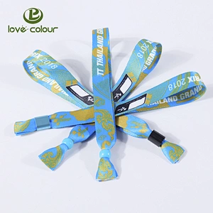 Cheap custom heat transfer bracelet fabric wristbands with security lock