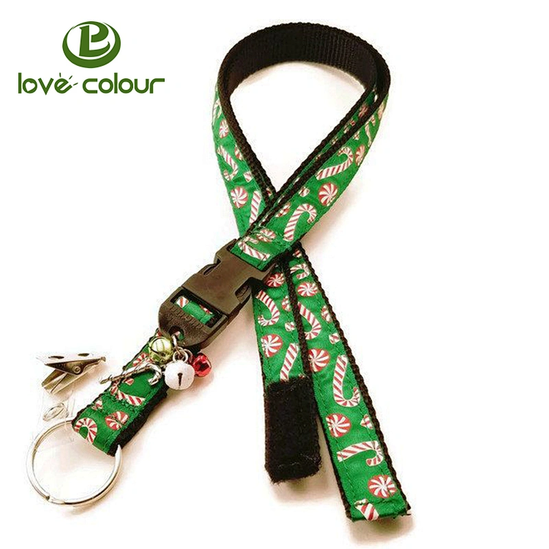 Custom polyester sublimation printed Christmas lanyards