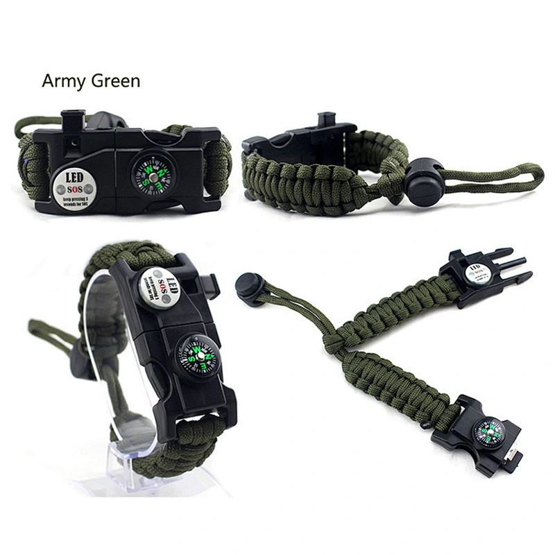 New Promotional Multifunctional Outdoor Camping Compass bracelet With Fire Starter