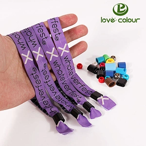 Polyester textile woven festival fabric bracelet event cloth wristband