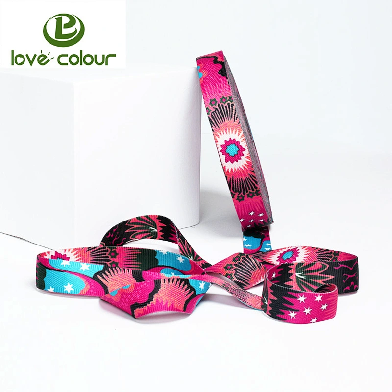 Promotional Custom Fashion Colorful sublimation Double Faced Polyester Ribbon