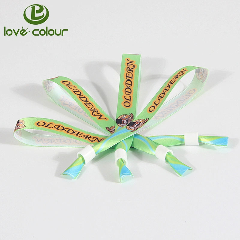 Factory Custom Satin Wristband Ribbon Printing Logo polyester Bracelet for Events