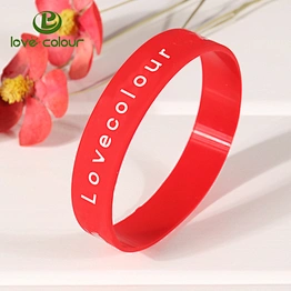 Custom waterproof bright red silicone wristband in Guangzhou factory