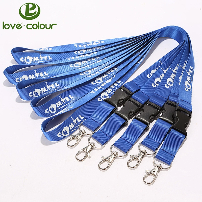 Custom flat polyester keychain lanyard strap with silk screen printing