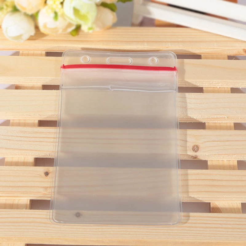 Vertical ID Badge Holders Sealable Waterproof Transparent Plastic Card Holder