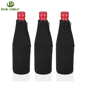 Wholesale neoprene solid color blank neoprene beer bottle cooler holder bag sleeve coolies with oem logo