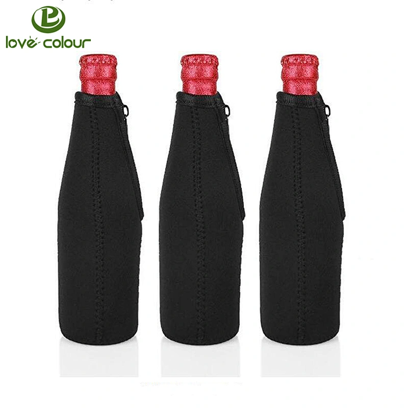 Wholesale neoprene solid color blank neoprene beer bottle cooler holder bag sleeve coolies with oem logo