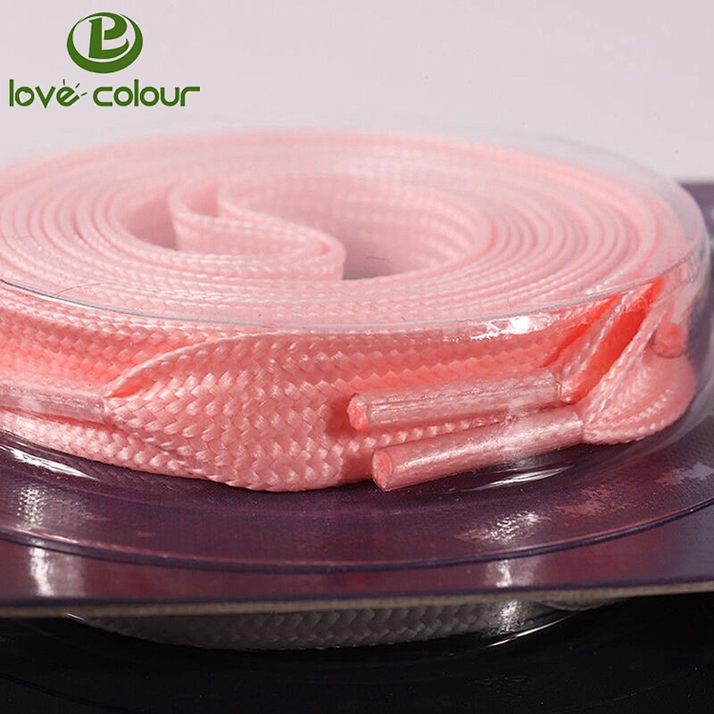 High quality plastic tips glowing flat colored polyester shoelace