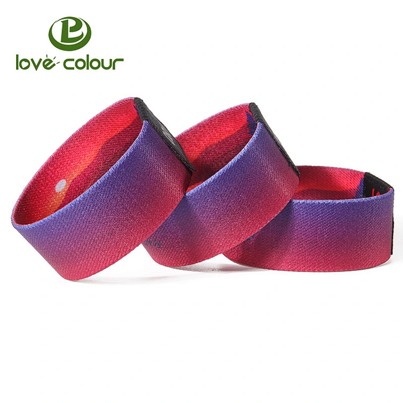 Good quality reusable festival bracelet elastic fabric wristband with custom logo