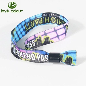 New custom polyester wristband christmas bracelets with slide locks