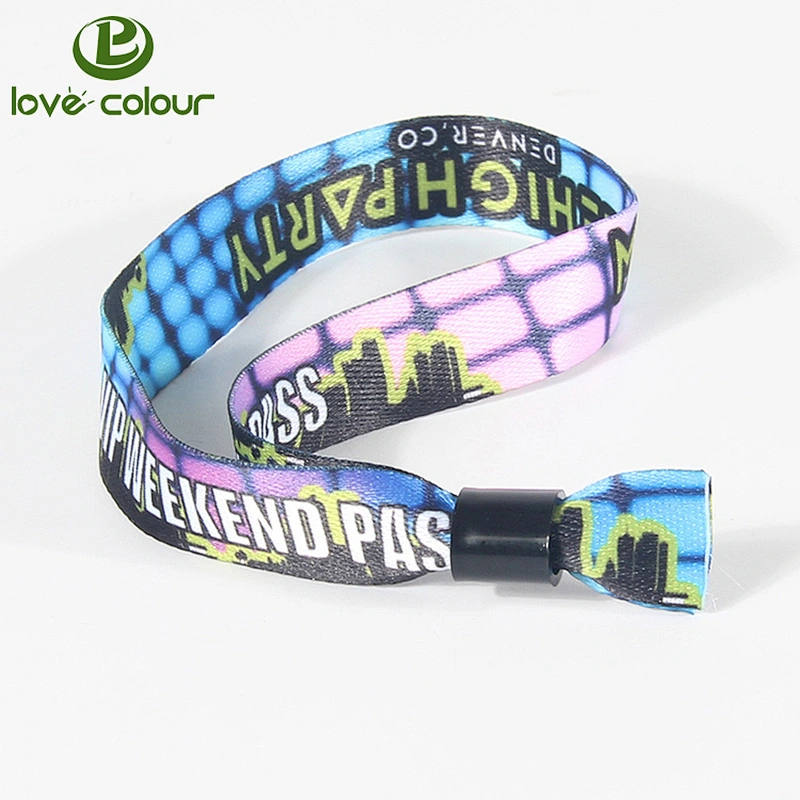 New custom polyester wristband christmas bracelets with slide locks