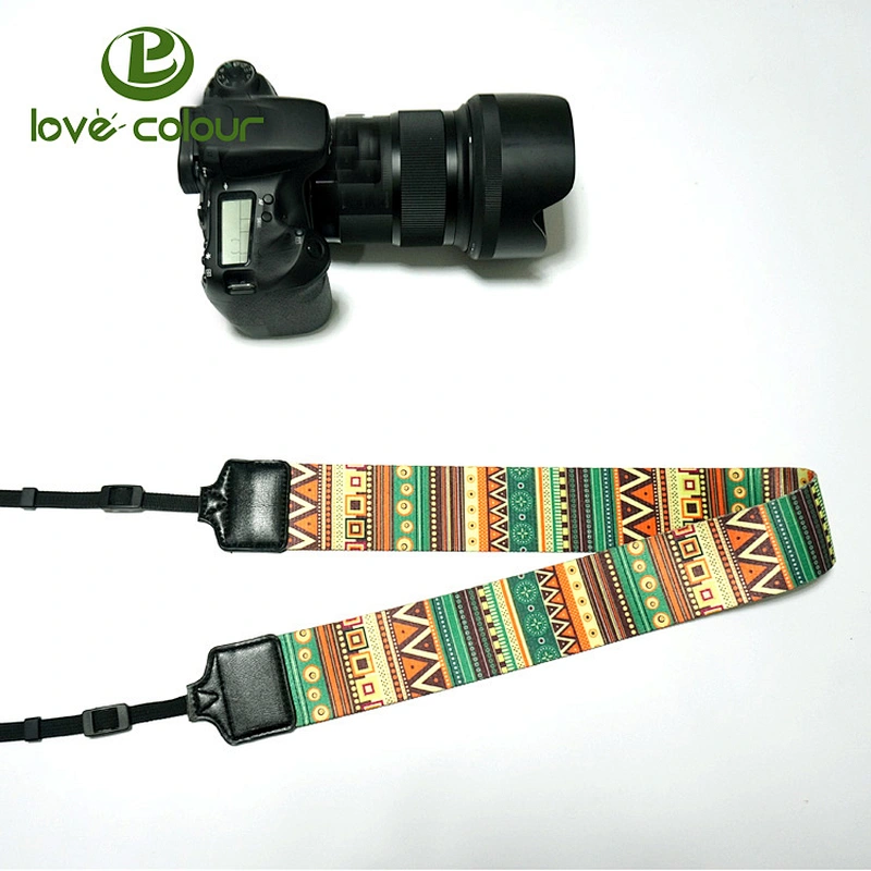 High quality custom polyester national style cute cartoon camera shoulder strap