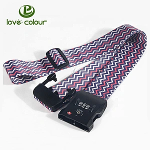 Factory custom travel tsa lock heat transfer printing luggage strap belt