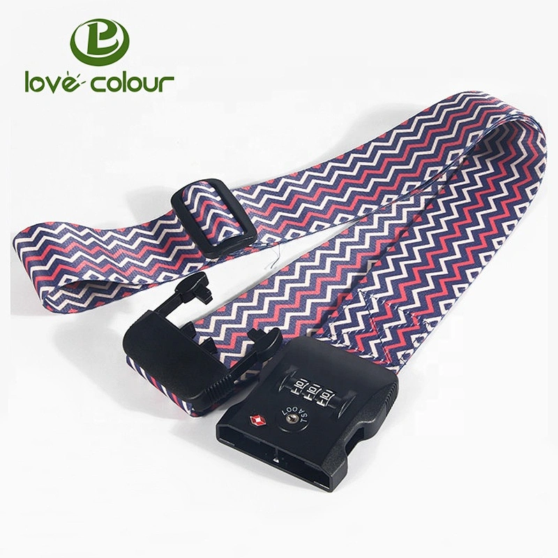 Factory custom travel tsa lock heat transfer printing luggage strap belt