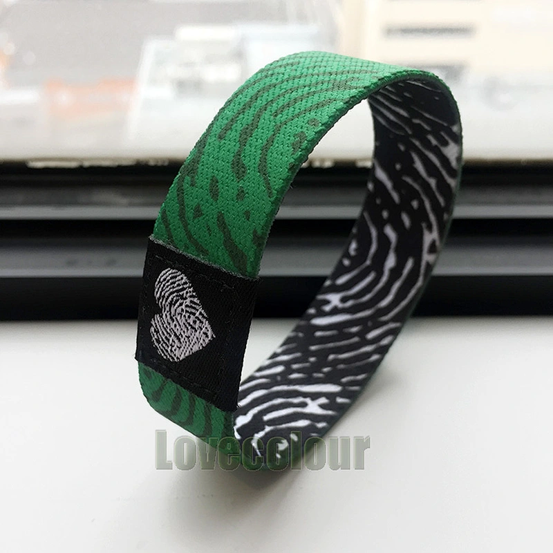 Polyester Fabric Custom Logo Festival Elastic Wristbands