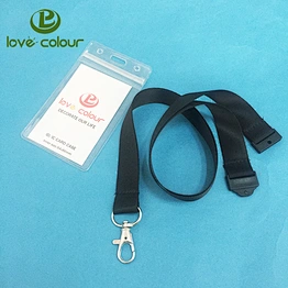 Custom Clear waterproof soft name card holder With lanyard