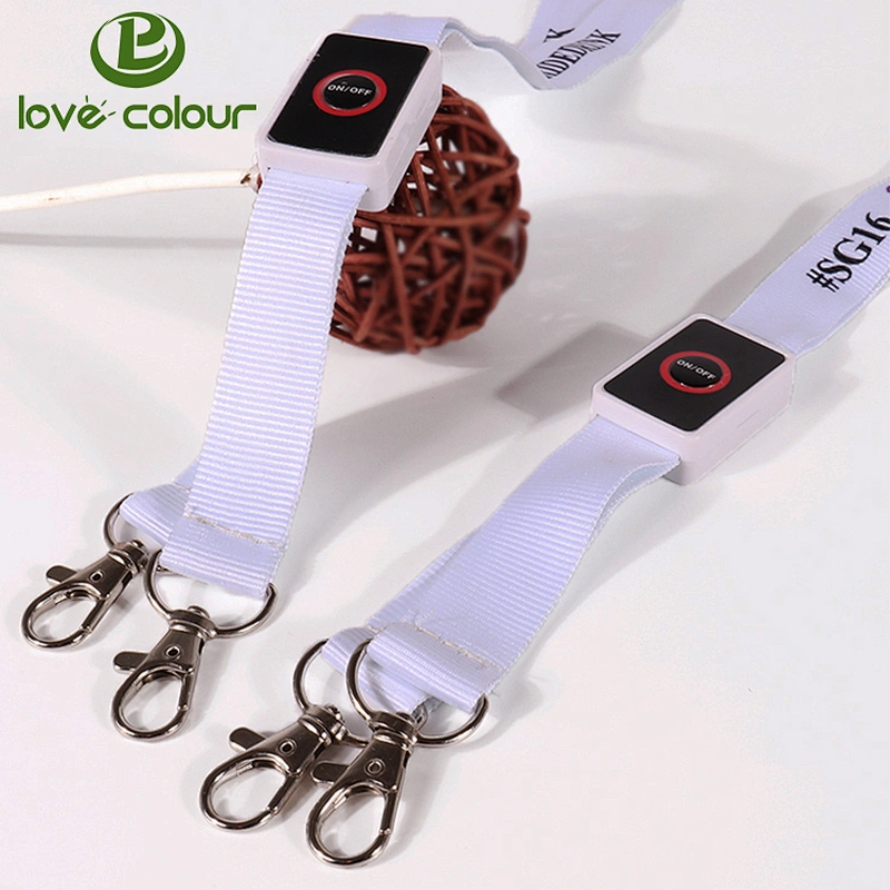 Festival gift printed logo polyester LED lanyard strap