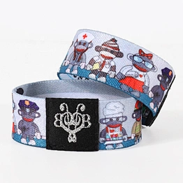 Eco-friendly polyester printing full color custom round elastic wristband