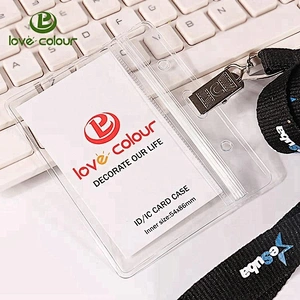 PVC id card holder with color print at below part / lanyard accessories part