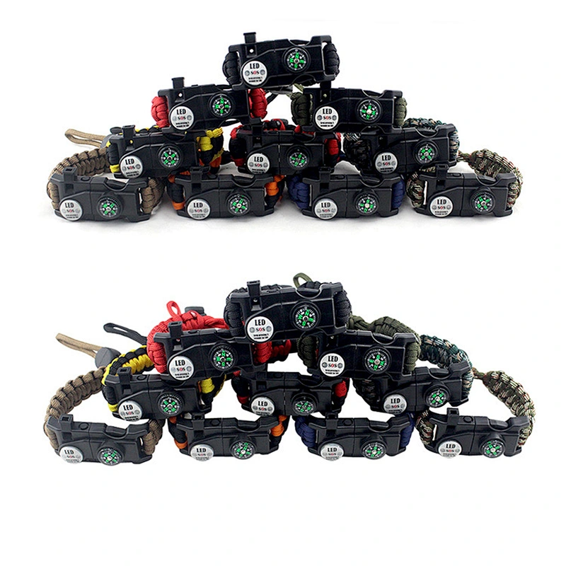 New Promotional Multifunctional Outdoor Camping Compass bracelet With Fire Starter